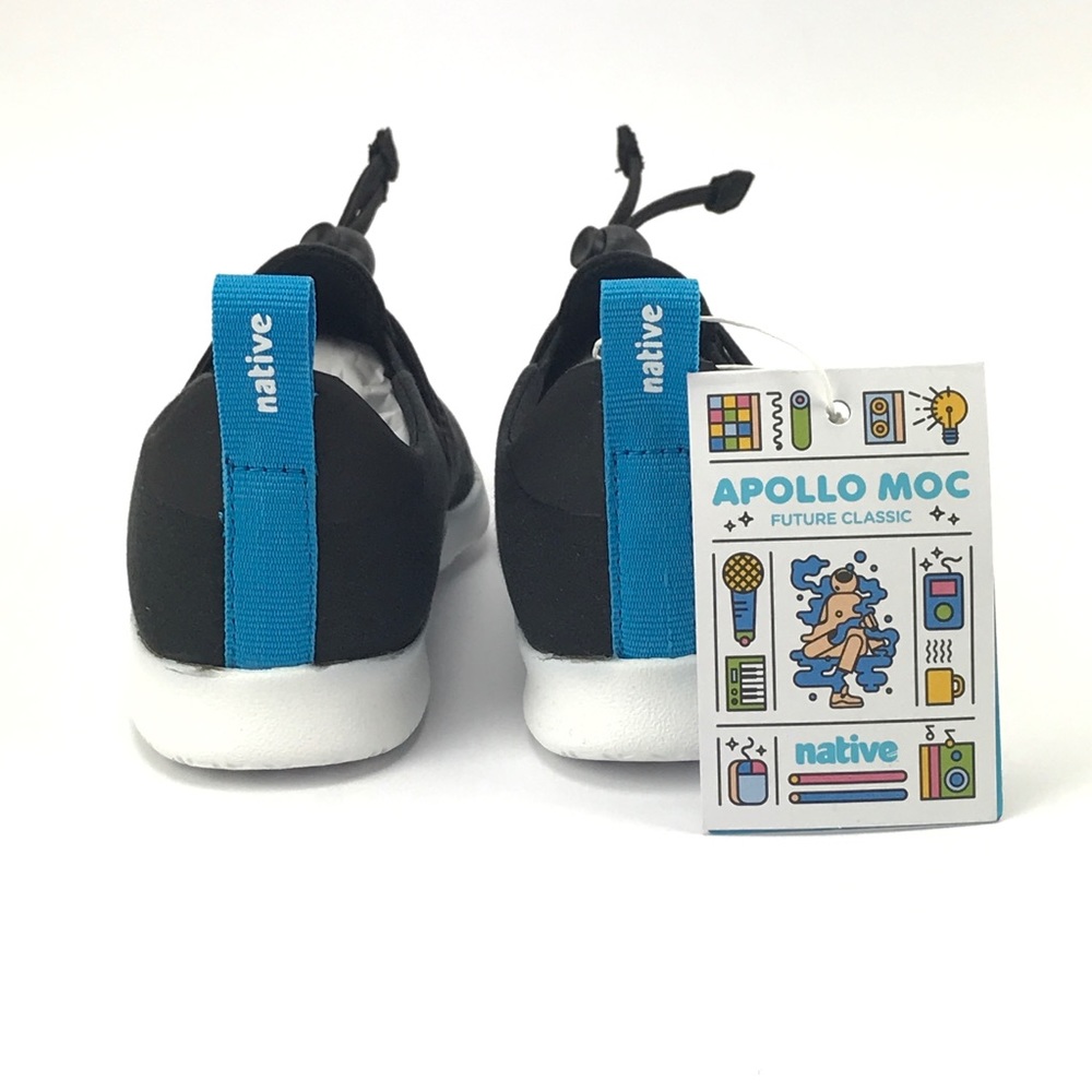 Native Kids Apollo Moc Jiffy Black Slip On Shoes - Picture 4 of 8